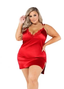 Roma Confidential Lingerie LI443 - Satin Chemise With Chain & Applique Detail