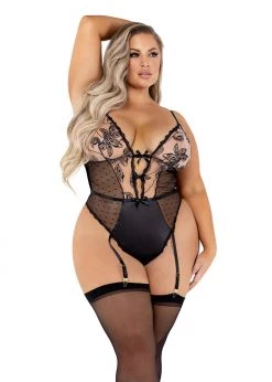 Roma Confidential Lingerie LI457 - Embroidery & Satin Gartered Teddy