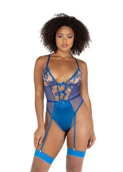 Roma Confidential Lingerie LI457 - Embroidery & Satin Gartered Teddy
