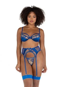 Roma Confidential Lingerie LI459 - 3PC Embroidery & Satin Gartered Bra Set