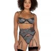 Roma Confidential Lingerie LI467 - 3PC Sparkle Chained Gartered Bra Set