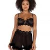 Roma Confidential Lingerie LI478 - 2PC Mesh Underwire Bralette & Skirt Set With Faux Fur Detail