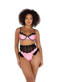 Roma Confidential Lingerie LI481 - 2PC Embroidery & Satin Bralette Set