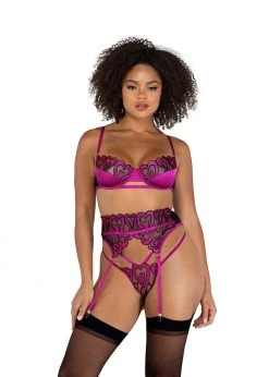 Roma Confidential LI485 - 3PC Sweetheart Gartered Bra Set