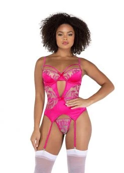 Roma Confidential Lingerie LI492 - 2PC Floral Gartered Bustier Set