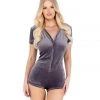 Roma Confidential LI499 - Super Soft & Cozy Velour Romper With Snap Buttons Lingerie