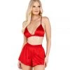 Roma Confidential Lingerie LI503 - 2PC Satin Lounge Set With Triangle Top & Boxer Shorts