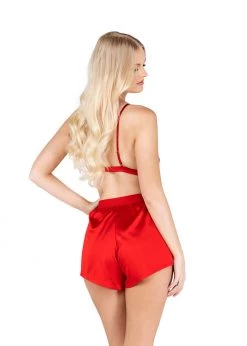 Roma Confidential Lingerie LI503 - 2PC Satin Lounge Set With Triangle Top & Boxer Shorts