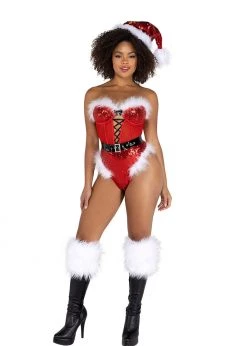 Roma Confidential LI511 - Sequin & Mesh Lace-Up Romper Christmas