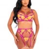 Roma Confidential LI520 - 3pc Orchid & Mango Embroidered Lace Set Lingerie