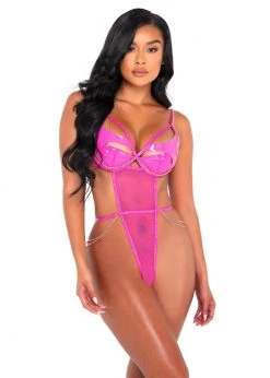 Roma Confidential Lingerie LI529 - Glamonatrix Stretch Vinyl & Fishnet Teddy