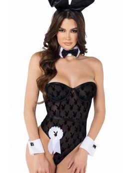 Roma Costume, Inc. Halloween PB111 - 8pc Sheer Playboy Bodysuit