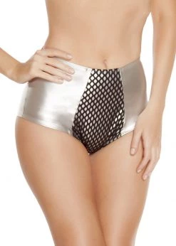 Roma Costume, Inc. SH3219 - High-Waisted Leatherette Shorts With Fishnet Detail