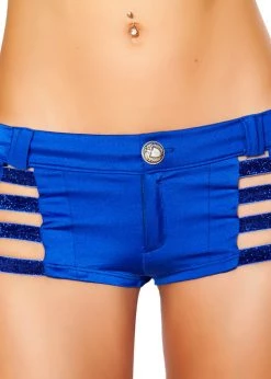 Roma Costume SH3326 - Shorts With Shiny Straps And Button Front Detail Rave Wear
