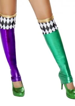 Roma Costume Rave Wear ST4723 - Green/Purple Jester Leggings
