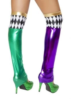 Roma Costume Rave Wear ST4723 - Green/Purple Jester Leggings