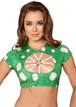 Roma Costume T3260 - Top With Strapped O-Ring Detail Rave Wear
